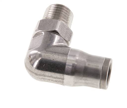 Codo de 90 grados 10mm x 1/4'' NPT con rosca macho Acero inoxidable FKM Giratorio