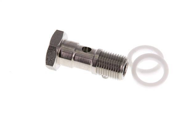 Perno Banjo de 1 vías de acero inoxidable con rosca macho G1/8'' PTFE L42mm
