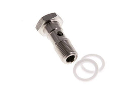 Perno Banjo de 1 vías de acero inoxidable con rosca macho G1/8'' PTFE L42mm