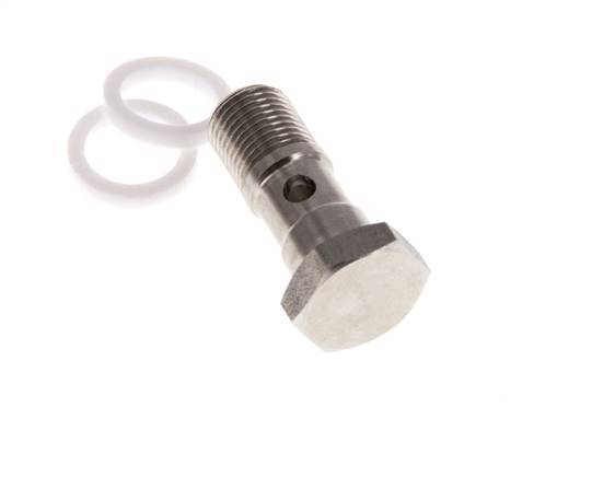 Perno Banjo de 1 vías de acero inoxidable con rosca macho G1/8'' PTFE L42mm