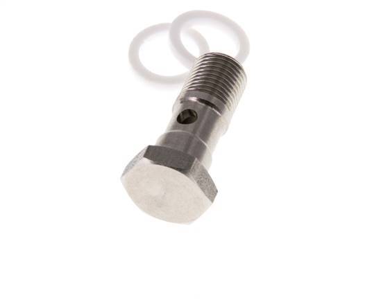 Perno Banjo de 1 vías de acero inoxidable con rosca macho G1/8'' PTFE L42mm
