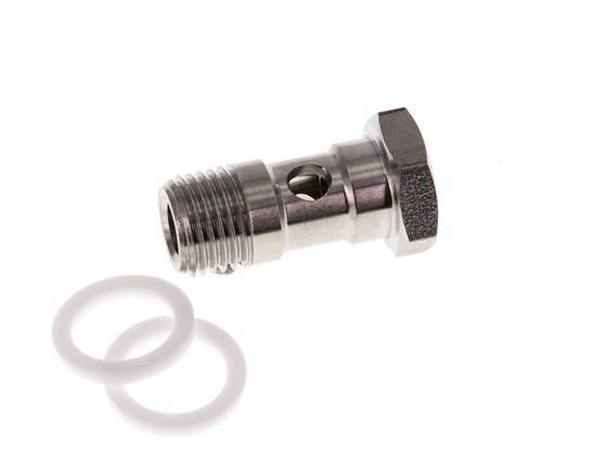 Perno Banjo de 1 vías de acero inoxidable con rosca macho G1/4'' PTFE L42mm