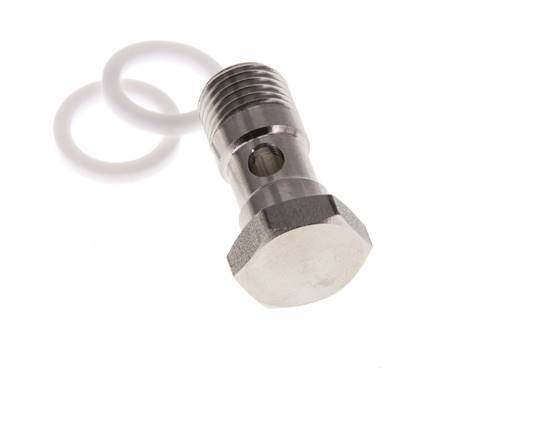 Perno Banjo de 1 vías de acero inoxidable con rosca macho G1/4'' PTFE L42mm