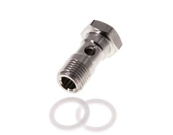 Perno Banjo de 1 vías de acero inoxidable con rosca macho G1/4'' PTFE L42mm