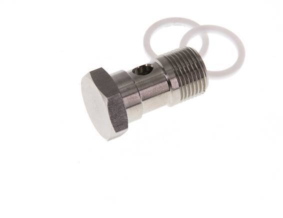 Perno banjo de acero inoxidable de 1 vía con rosca macho G3/8'' PTFE L26mm