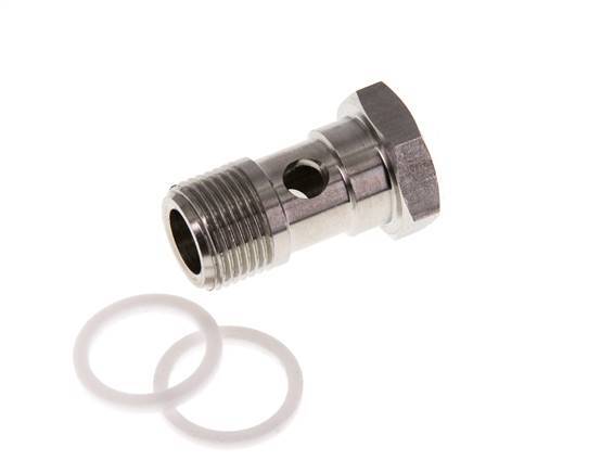 Perno banjo de acero inoxidable de 1 vía con rosca macho G3/8'' PTFE L26mm