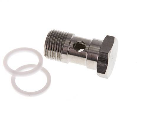 Perno banjo de acero inoxidable de 1 vía con rosca macho G3/8'' PTFE L26mm