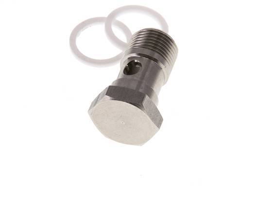 Perno banjo de acero inoxidable de 1 vía con rosca macho G3/8'' PTFE L26mm