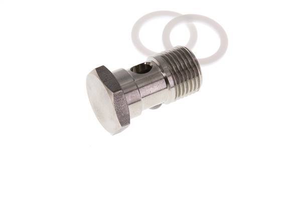Perno Banjo de 1 vías de acero inoxidable con rosca macho G1/2'' PTFE L42mm