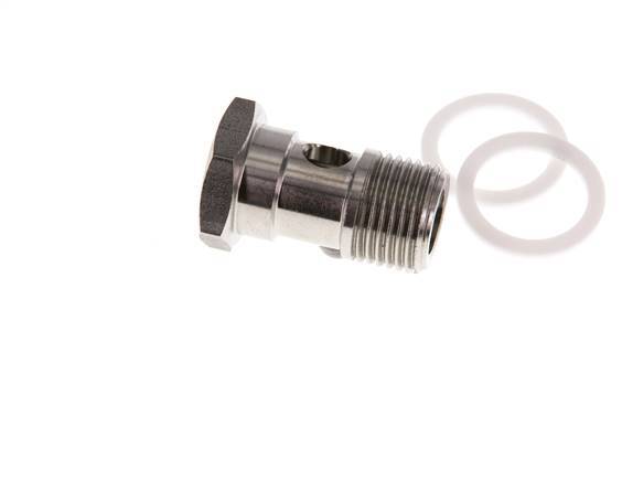 Perno Banjo de 1 vías de acero inoxidable con rosca macho G1/2'' PTFE L42mm