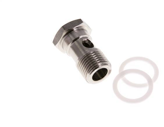 Perno Banjo de 1 vías de acero inoxidable con rosca macho G1/2'' PTFE L42mm