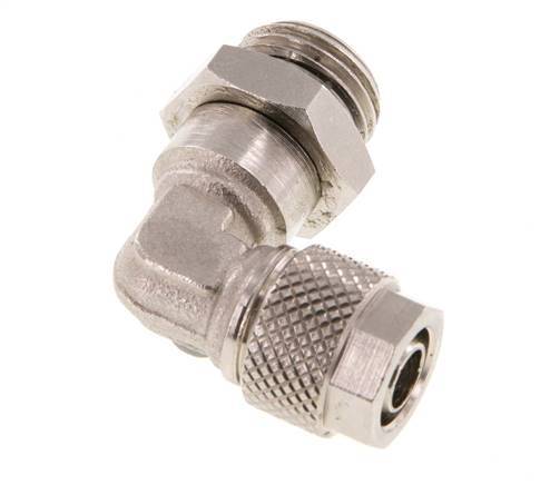 Codo de Latón Niquelado 8x6 & G1/4'' Rosca Macho NBR Giratoria [2 piezas]