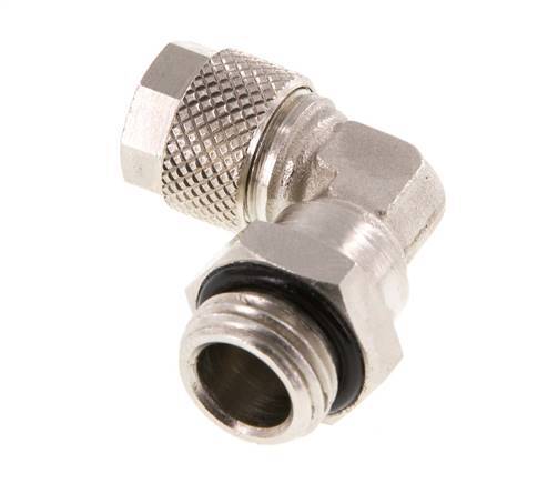 Codo de Latón Niquelado 8x6 & G1/4'' Rosca Macho NBR Giratoria [2 piezas]