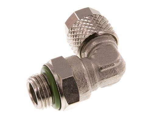Codo de Latón Niquelado 6x4 & G1/8'' Rosca Macho FKM Giratoria [2 piezas