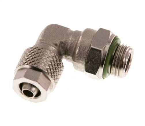Codo de Latón Niquelado 6x4 & G1/8'' Rosca Macho FKM Giratoria [2 piezas