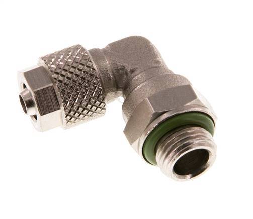 Codo de Latón Niquelado 6x4 & G1/8'' Rosca Macho FKM Giratoria [2 piezas
