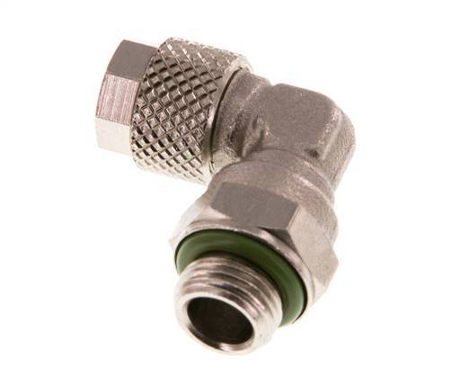 Codo de Latón Niquelado 6x4 & G1/8'' Rosca Macho FKM Giratoria [2 piezas
