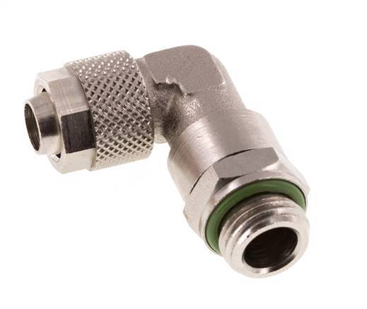 Codo de Latón Niquelado 10x8 & G1/4'' Rosca Macho FKM Giratorio