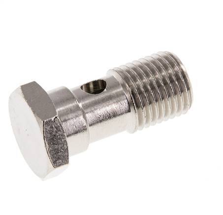 Perno Banjo de Latón Niquelado de 1 vía Rosca Macho G1/4'' L28mm [2 piezas]
