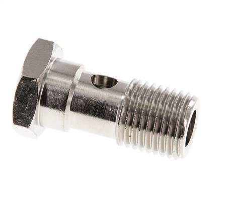 Perno Banjo de Latón Niquelado de 1 vía Rosca Macho G1/4'' L28mm [2 piezas]