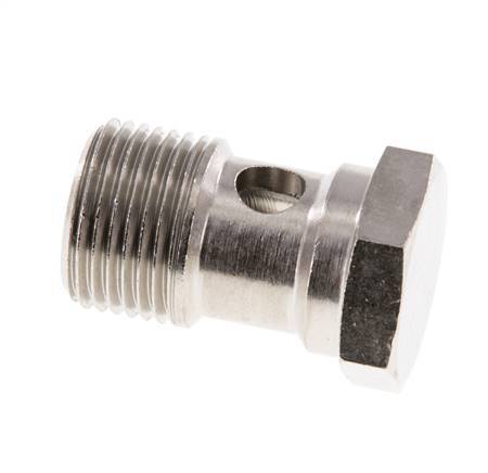 Perno Banjo de Latón Niquelado de 1 vía Rosca Macho G3/8'' L26mm [2 piezas]