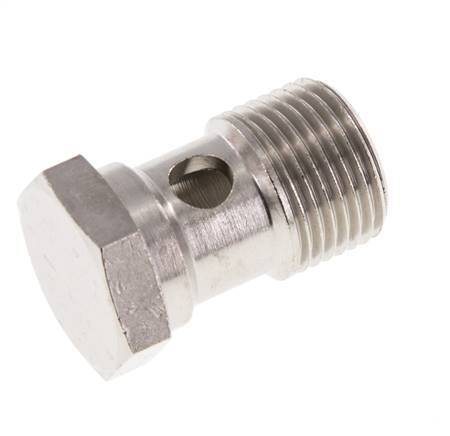 Perno Banjo de Latón Niquelado de 1 vía Rosca Macho G3/8'' L26mm [2 piezas]