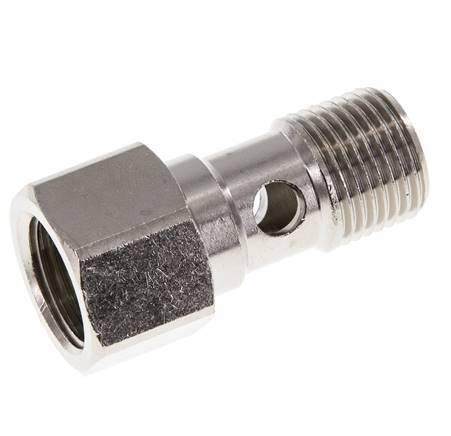 Perno Banjo de Latón Niquelado de 1 vía Rosca Macho & Hembra G1/2'' L37mm