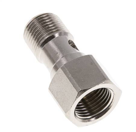 Perno Banjo de Latón Niquelado de 1 vía Rosca Macho & Hembra G1/2'' L37mm
