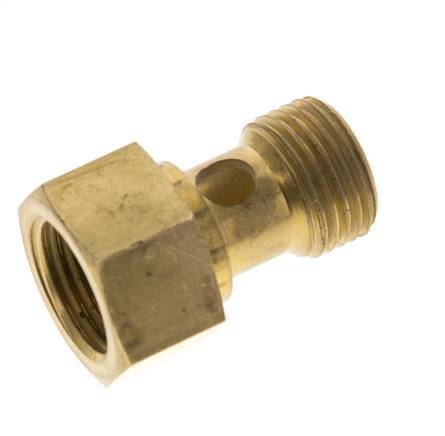 1-way Brass Banjo Bolt with G1/2'' Male and Female Threads L28mm