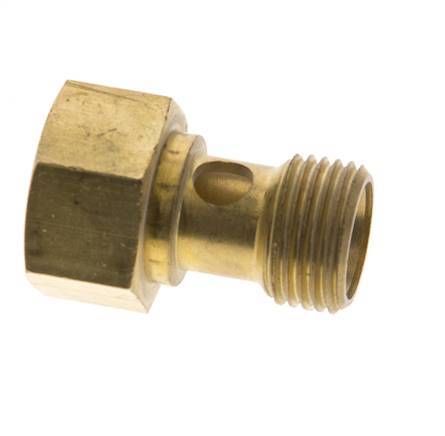 1-way Brass Banjo Bolt with G1/2'' Male and Female Threads L28mm