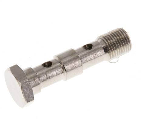 Perno Banjo de Latón Niquelado de 2 vías Rosca Macho G1/8'' L40,5mm [5 piezas]