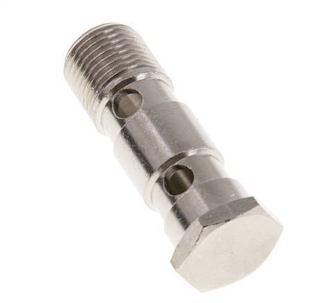 Perno Banjo de Latón Niquelado de 2 vías Rosca Macho G1/2'' L62,5mm