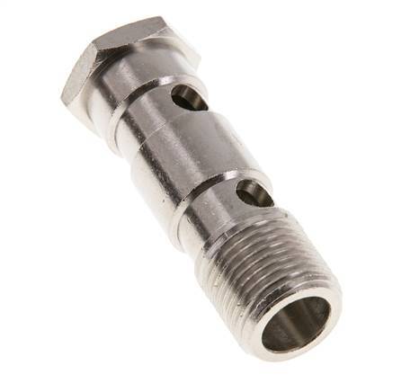 Perno Banjo de Latón Niquelado de 2 vías Rosca Macho G1/2'' L62,5mm