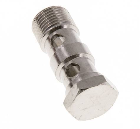 Perno Banjo de Latón Niquelado de 2 vías Rosca Macho G3/8'' L42mm [2 piezas]