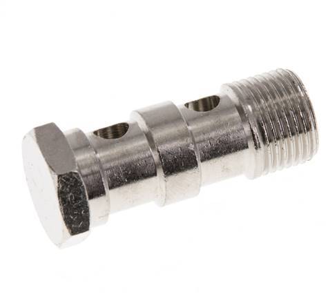 Perno Banjo de Latón Niquelado de 2 vías Rosca Macho G3/8'' L42mm [2 piezas]