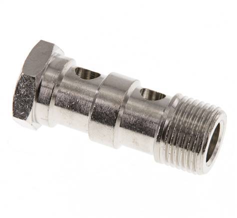 Perno Banjo de Latón Niquelado de 2 vías Rosca Macho G3/8'' L42mm [2 piezas]