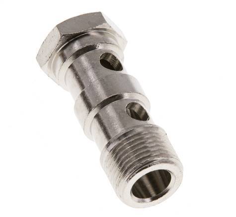 Perno Banjo de Latón Niquelado de 2 vías Rosca Macho G3/8'' L42mm [2 piezas]