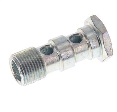 Perno banjo de acero cincado de 2 vías con rosca macho G3/8'' L43mm