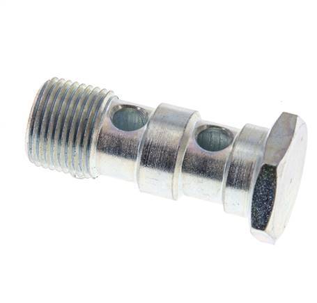 Perno banjo de acero cincado de 2 vías con rosca macho G3/8'' L43mm