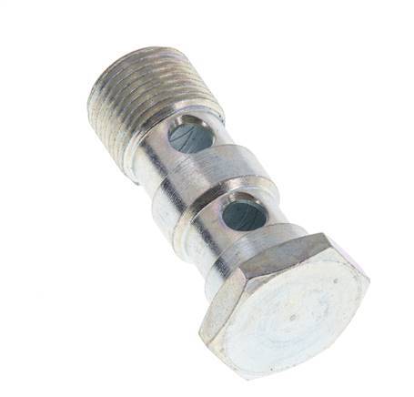 Perno banjo de acero cincado de 2 vías con rosca macho G3/8'' L43mm