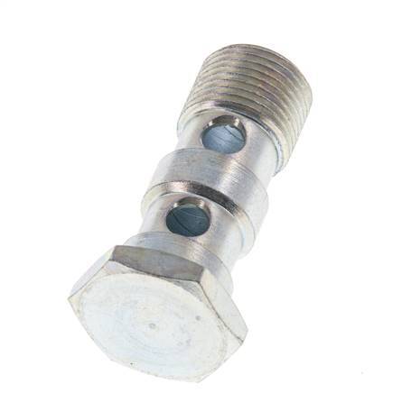 Perno banjo de acero cincado de 2 vías con rosca macho G3/8'' L43mm