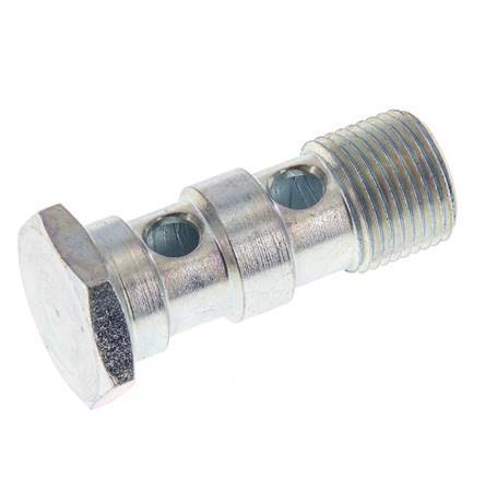 Perno banjo de acero cincado de 2 vías con rosca macho G3/8'' L43mm