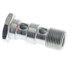 Perno banjo de acero cincado de 2 vías con rosca macho G3/8'' L43mm
