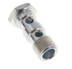 Perno banjo de acero cincado de 2 vías con rosca macho G3/8'' L43mm