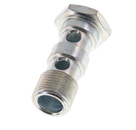 Perno banjo de acero cincado de 2 vías con rosca macho G3/8'' L43mm