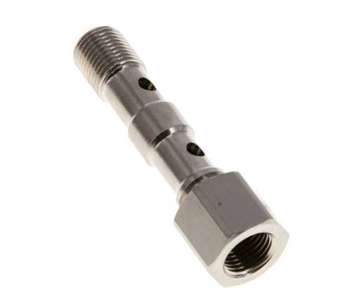 Perno Banjo de Latón Niquelado de 2 vías Rosca Macho & Hembra G1/8'' L40,5mm [2 piezas]