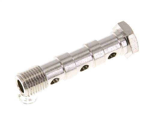 Perno Banjo de Latón Niquelado de 3 vías Rosca Macho G1/4'' L58mm [2 piezas]