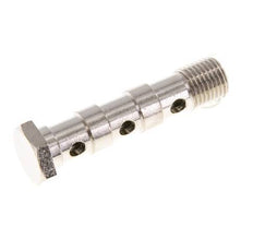 Perno Banjo de Latón Niquelado de 3 vías Rosca Macho G1/4'' L58mm [2 piezas]