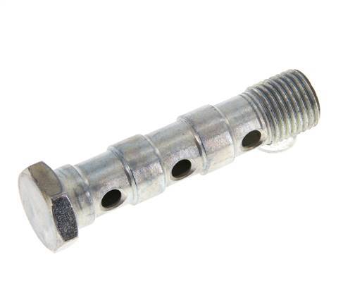 Perno Banjo de Acero Galvanizado de 3 vías Rosca Macho G1/4'' L57mm