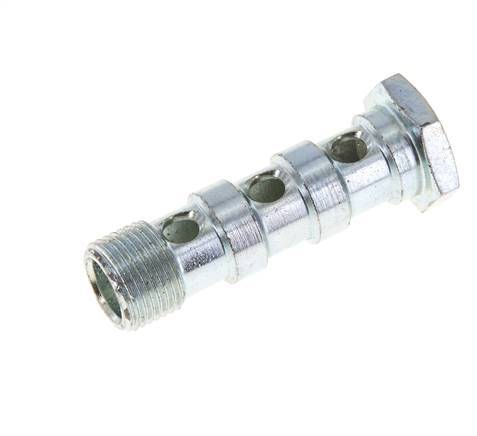 Perno banjo de acero cincado de 3 vías con rosca macho G3/8'' L57mm